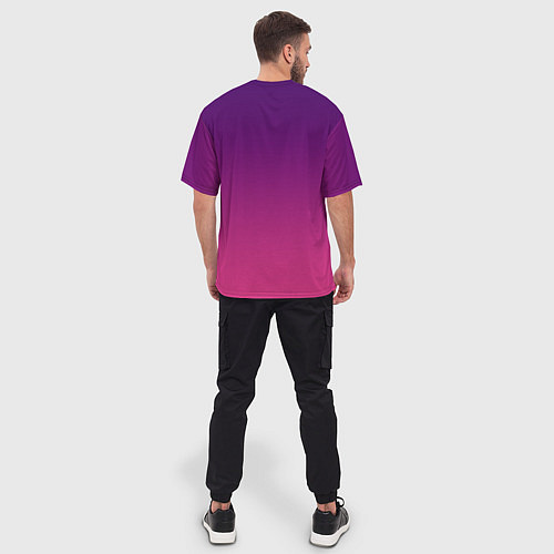 Мужская футболка оверсайз Фиолетово малиновый градиент / 3D-принт – фото 4