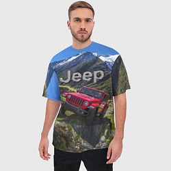 Футболка оверсайз мужская Chrysler Jeep Wrangler Rubicon - горы, цвет: 3D-принт — фото 2