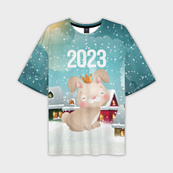 Мужская футболка оверсайз Новый год 2023 милая зайка