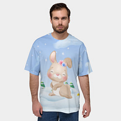 Футболка оверсайз мужская Милый зайка новый год, цвет: 3D-принт — фото 2