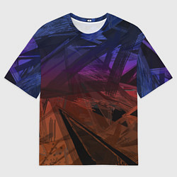 Футболка оверсайз мужская Абстрактный черный узор на сиреневом, коричневом ф, цвет: 3D-принт