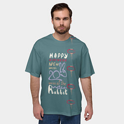 Футболка оверсайз мужская Леттеринг с новым 2023 годом кролика, цвет: 3D-принт — фото 2