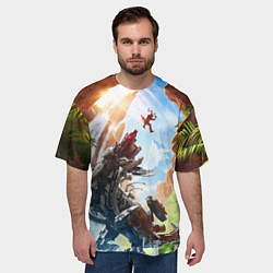 Футболка оверсайз мужская Битва с машиной Horizon call of the mountain, цвет: 3D-принт — фото 2