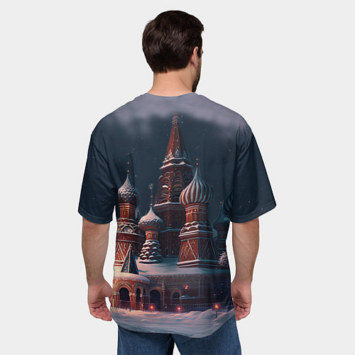 Мужская футболка оверсайз Лиса на Красной площади / 3D-принт – фото 4