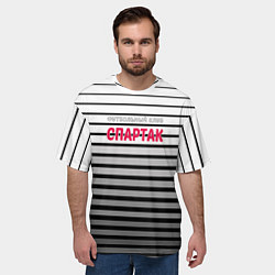 Футболка оверсайз мужская Полосатый принт футбольный клуб Спартак, цвет: 3D-принт — фото 2
