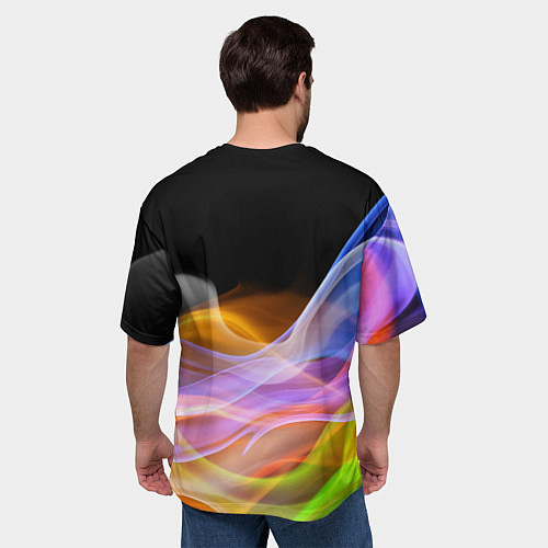 Мужская футболка оверсайз Девушка с кошкой - нейросеть - искусство / 3D-принт – фото 4