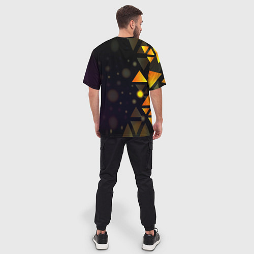 Мужская футболка оверсайз Светящиеся треугольники боко / 3D-принт – фото 4