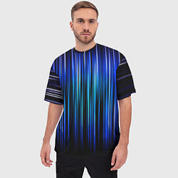 Футболка оверсайз мужская Neon line stripes, цвет: 3D-принт — фото 2