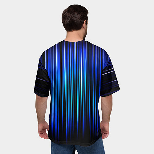 Мужская футболка оверсайз Neon line stripes / 3D-принт – фото 4