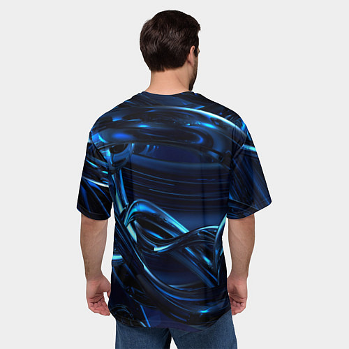 Мужская футболка оверсайз Фрактальный узор волны / 3D-принт – фото 4