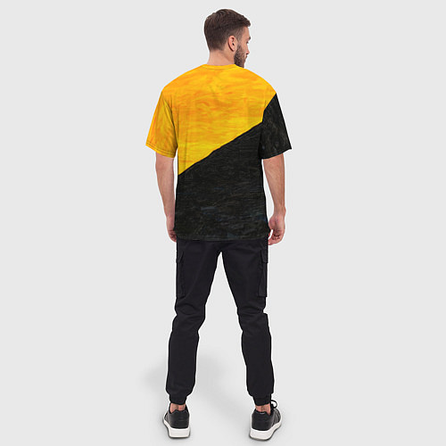 Мужская футболка оверсайз Желто-черные масляные краски / 3D-принт – фото 4