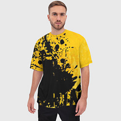 Футболка оверсайз мужская Пятна черной краски на желтом фоне, цвет: 3D-принт — фото 2