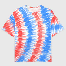 Футболка оверсайз мужская Тай-дай красный с голубым, цвет: 3D-принт