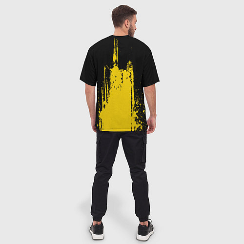 Мужская футболка оверсайз Фонтан бурлящей желтой краски / 3D-принт – фото 4