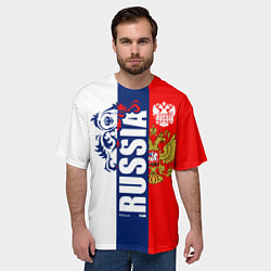 Футболка оверсайз мужская Russia national team: white blue red, цвет: 3D-принт — фото 2