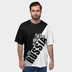 Футболка оверсайз мужская Russia national team: black and white lines, цвет: 3D-принт — фото 2