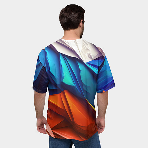 Мужская футболка оверсайз Российский флаг на скале / 3D-принт – фото 4