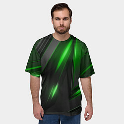 Футболка оверсайз мужская Черные пластины с зеленым свечением, цвет: 3D-принт — фото 2