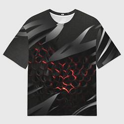 Футболка оверсайз мужская Black and red abstract, цвет: 3D-принт
