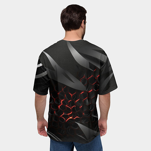 Мужская футболка оверсайз Black and red abstract / 3D-принт – фото 4