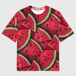 Мужская футболка оверсайз Сочная текстура из долек арбуза