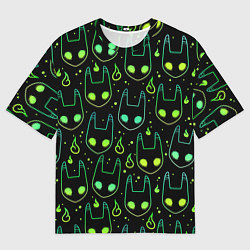 Футболка оверсайз мужская Неоновая голова кота, цвет: 3D-принт