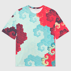 Мужская футболка оверсайз Пиксельный цветочный паттерн