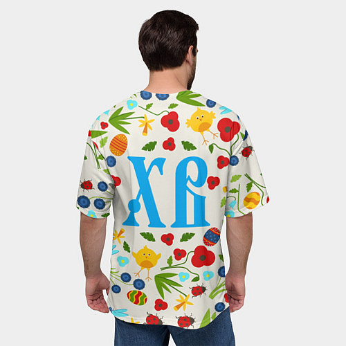 Мужская футболка оверсайз ХВ с цветочным узором на Пасху / 3D-принт – фото 4