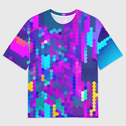 Футболка оверсайз мужская Шестиугольники неонового цвета, цвет: 3D-принт