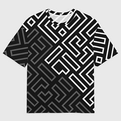 Футболка оверсайз мужская Черно белый лабиринт, цвет: 3D-принт
