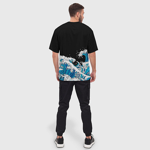 Мужская футболка оверсайз Гиу Томиока на фоне волн / 3D-принт – фото 4
