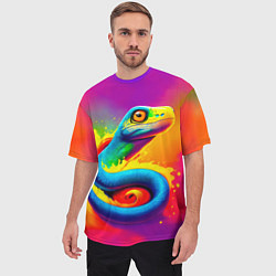 Футболка оверсайз мужская Змейка в красках, цвет: 3D-принт — фото 2