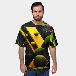 Футболка оверсайз мужская Объемные зеленые листья, цвет: 3D-принт — фото 2