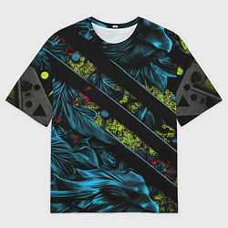 Футболка оверсайз мужская Зеленая объемная абстракция, цвет: 3D-принт