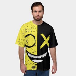Футболка оверсайз мужская Смайлик с улыбкой, цвет: 3D-принт — фото 2