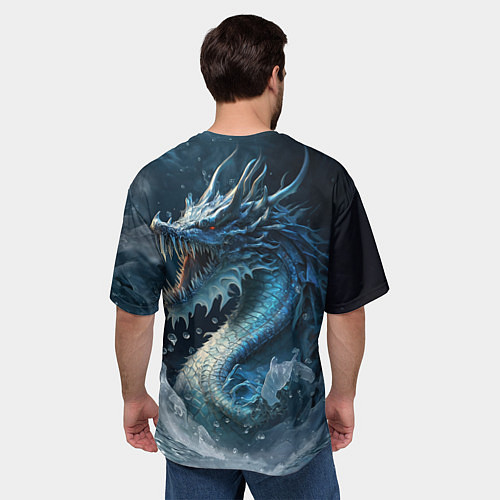 Мужская футболка оверсайз Ледяной дракон / 3D-принт – фото 4