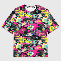Футболка оверсайз мужская Глаза аниме-девушки: cool pattern, цвет: 3D-принт