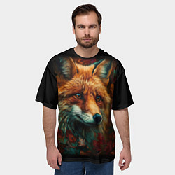 Футболка оверсайз мужская Лисица в осенних листьях, цвет: 3D-принт — фото 2