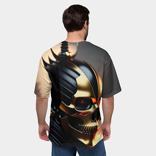 Мужская футболка оверсайз Череп самурая в маске / 3D-принт – фото 4