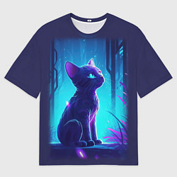 Мужская футболка оверсайз Котенок у окна