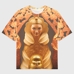 Мужская футболка оверсайз Матрёшка 585 Гольд