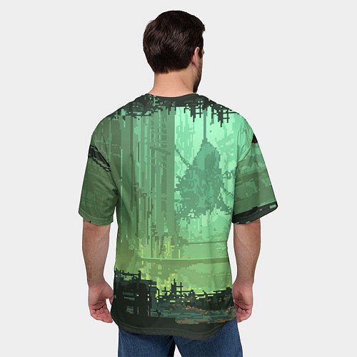 Мужская футболка оверсайз Пиксельный киберпанк пейзаж иллюстрация / 3D-принт – фото 4