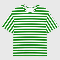 Футболка оверсайз мужская Тельняшка зеленая Пограничных войск, цвет: 3D-принт