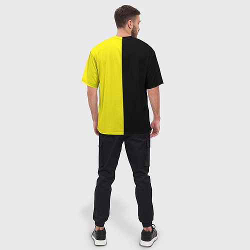 Мужская футболка оверсайз Лимонно-черный фон / 3D-принт – фото 4