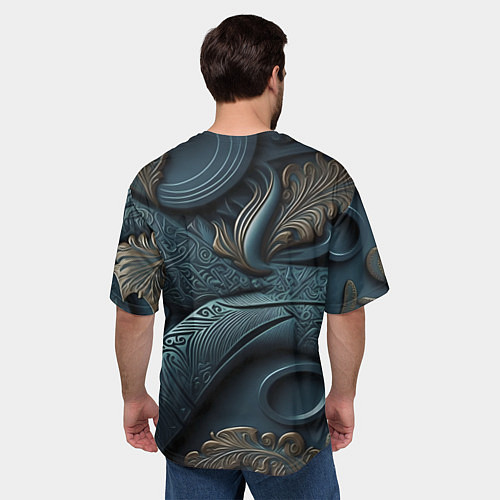 Мужская футболка оверсайз Узорные фракталы / 3D-принт – фото 4