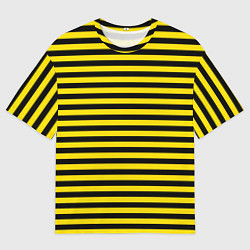 Футболка оверсайз мужская Черно-желтые осиные полосы, цвет: 3D-принт