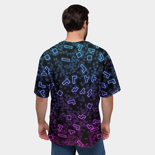 Мужская футболка оверсайз Неоновый узор тетрис / 3D-принт – фото 4