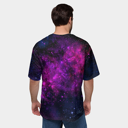 Мужская футболка оверсайз Neon pink nebula / 3D-принт – фото 4