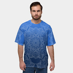 Футболка оверсайз мужская Мандала на градиенте синего цвета, цвет: 3D-принт — фото 2