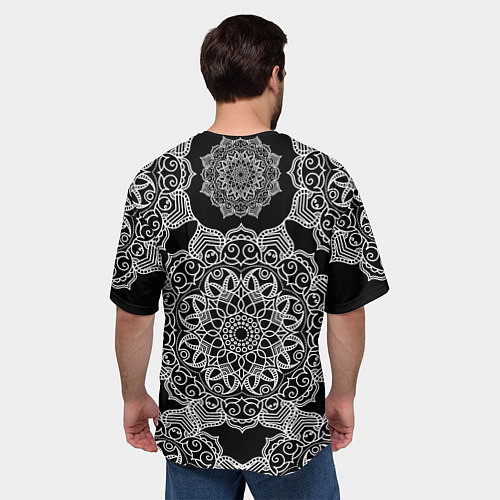 Мужская футболка оверсайз Мандала на черном фоне / 3D-принт – фото 4